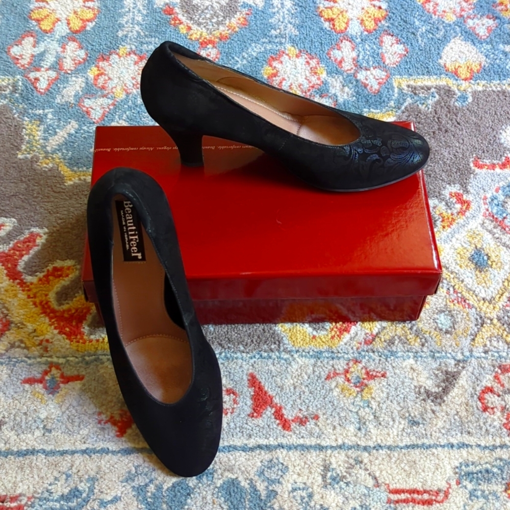 Beautifeel Patterned Black Suede Heels EU 42